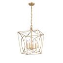 4-Light Pendant Light in Painted Modern Gold 