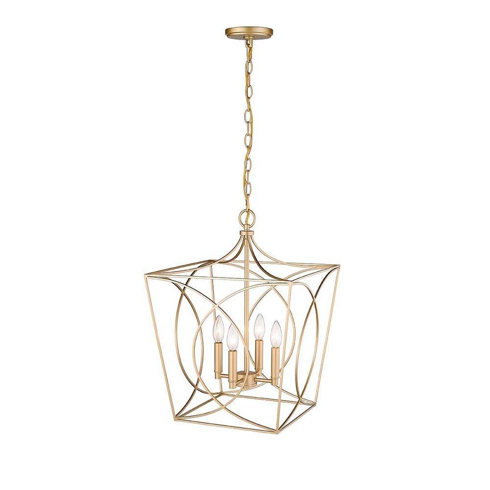 4-Light Pendant Light in Painted Modern Gold 