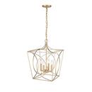 4-Light Pendant Light in Painted Modern Gold 