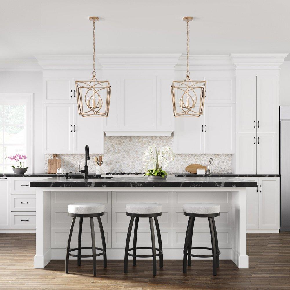 4-Light Pendant Light in Painted Modern Gold 