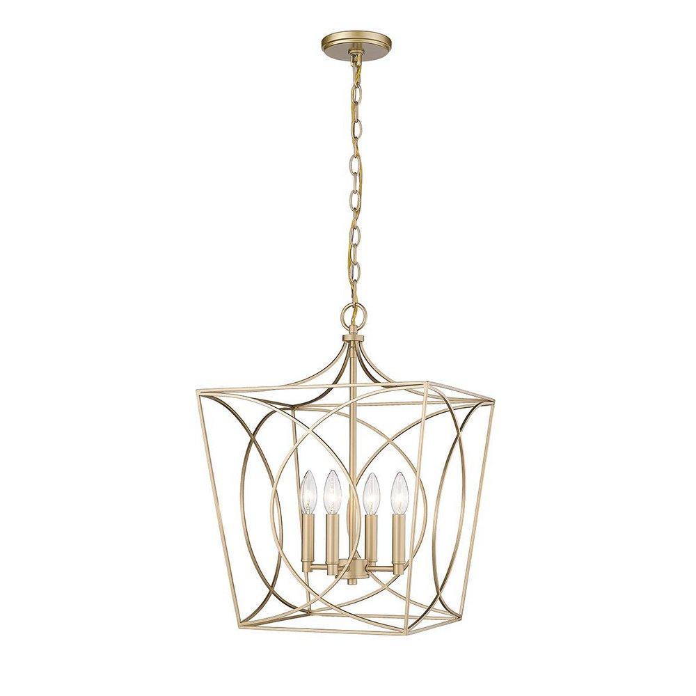 4-Light Pendant Light in Painted Modern Gold 
