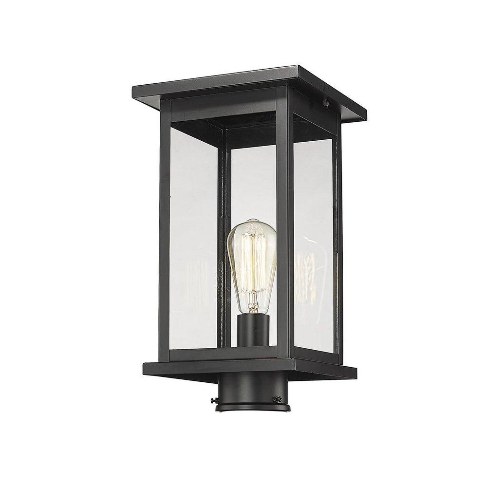 1-Light Outdoor Post Lantern in Powder Coated Black 