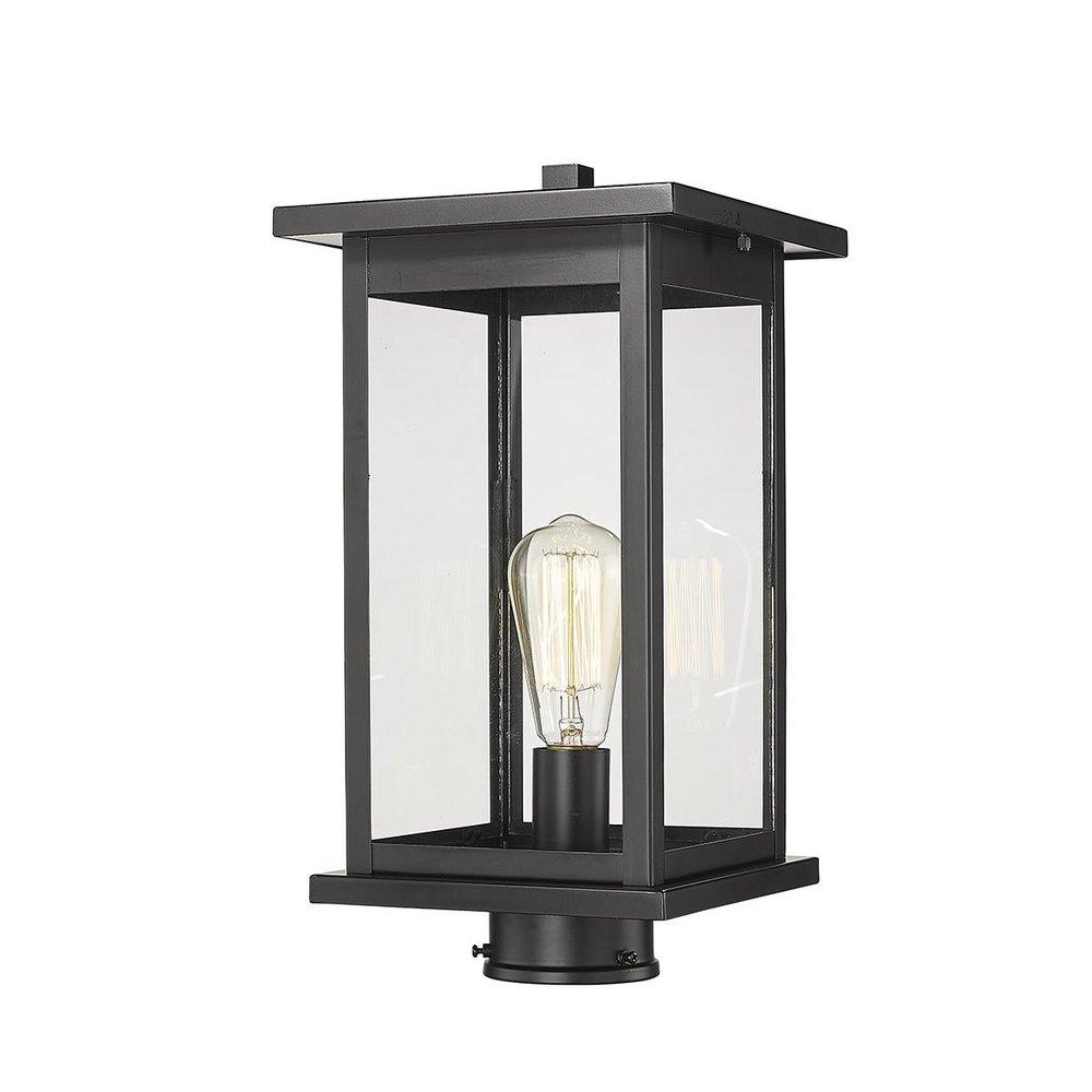 1-Light Outdoor Post Lantern in Powder Coated Black 