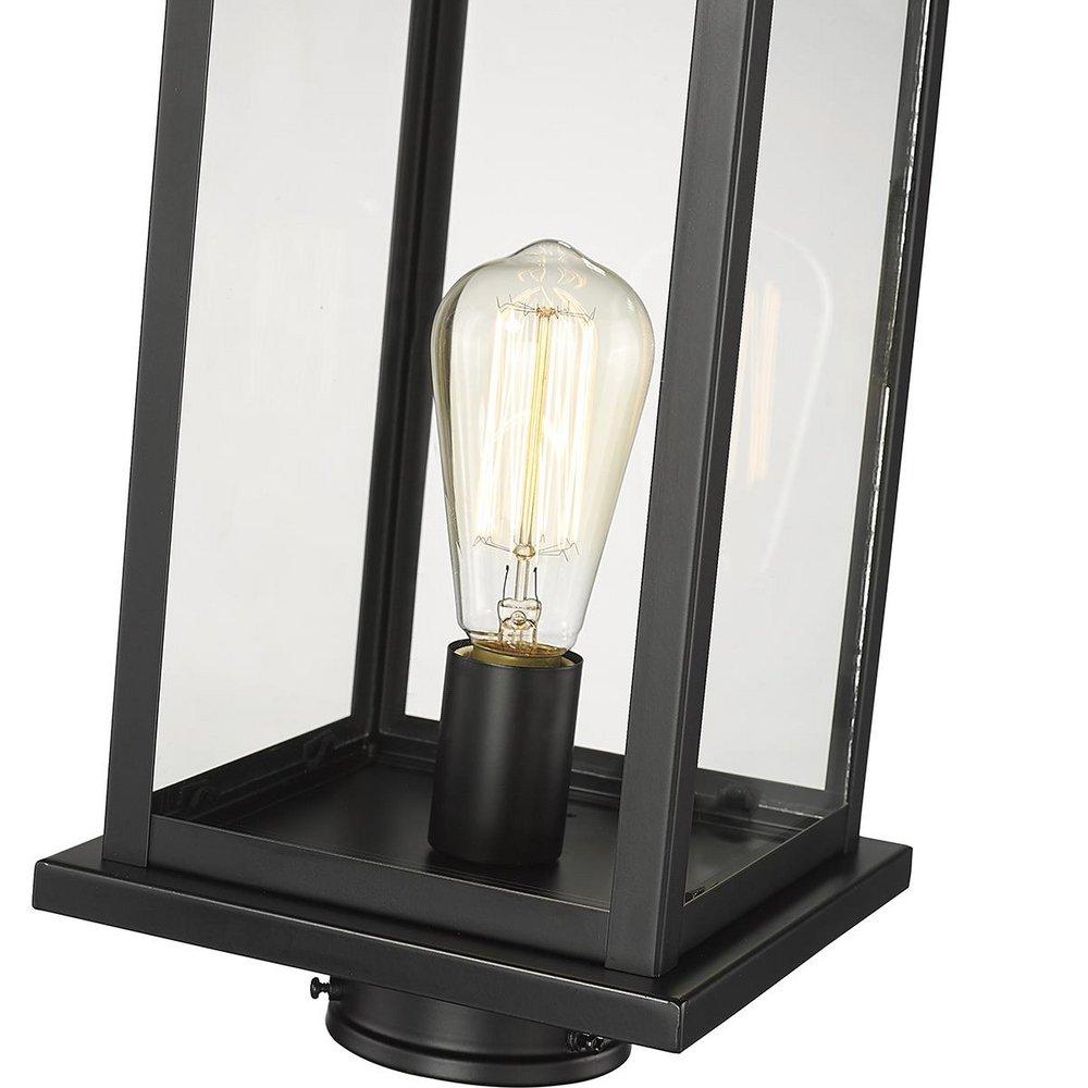 1-Light Outdoor Post Lantern in Powder Coated Black 