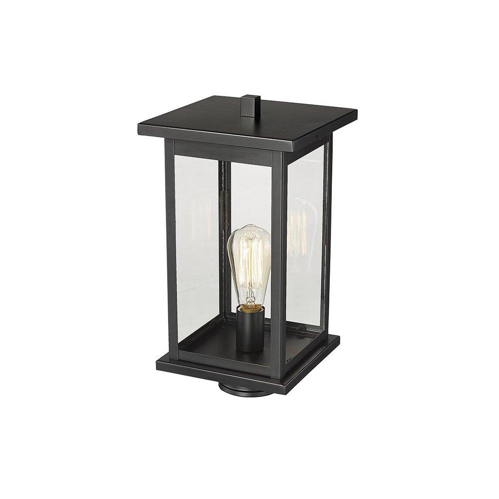 1-Light Outdoor Post Lantern in Powder Coated Black 