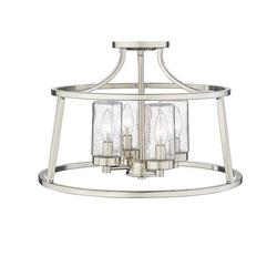 4-Light Semi-Flush Mount Ceiling Light in Brushed Nickel