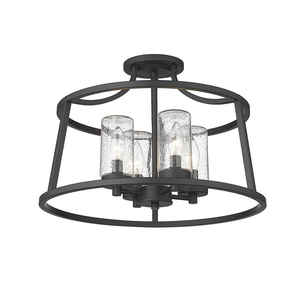 4-Light Semi-Flush Mount Ceiling Light in Matte Black 