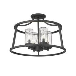 4-Light Semi-Flush Mount Ceiling Light in Matte Black