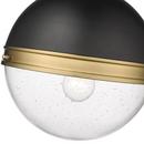 1-Light Pendant Light in Matte Black/ Aged Brass 