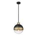 1-Light Pendant Light in Matte Black/ Aged Brass 