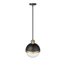 1-Light Pendant Light in Matte Black/ Aged Brass 