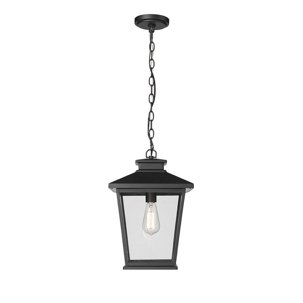 1-Light Outdoor Hanging Lantern Powder Coated Black 