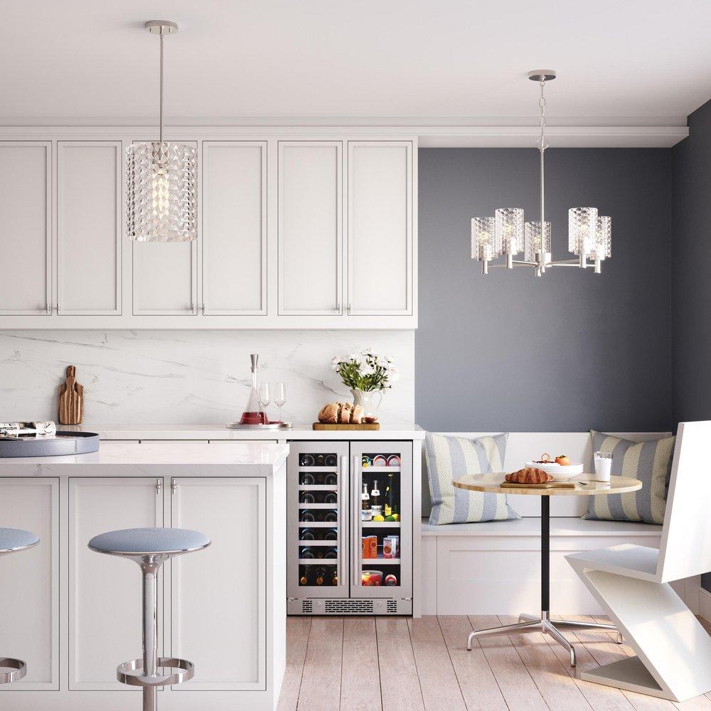 1-Light Pendant Light in Brushed Nickel 