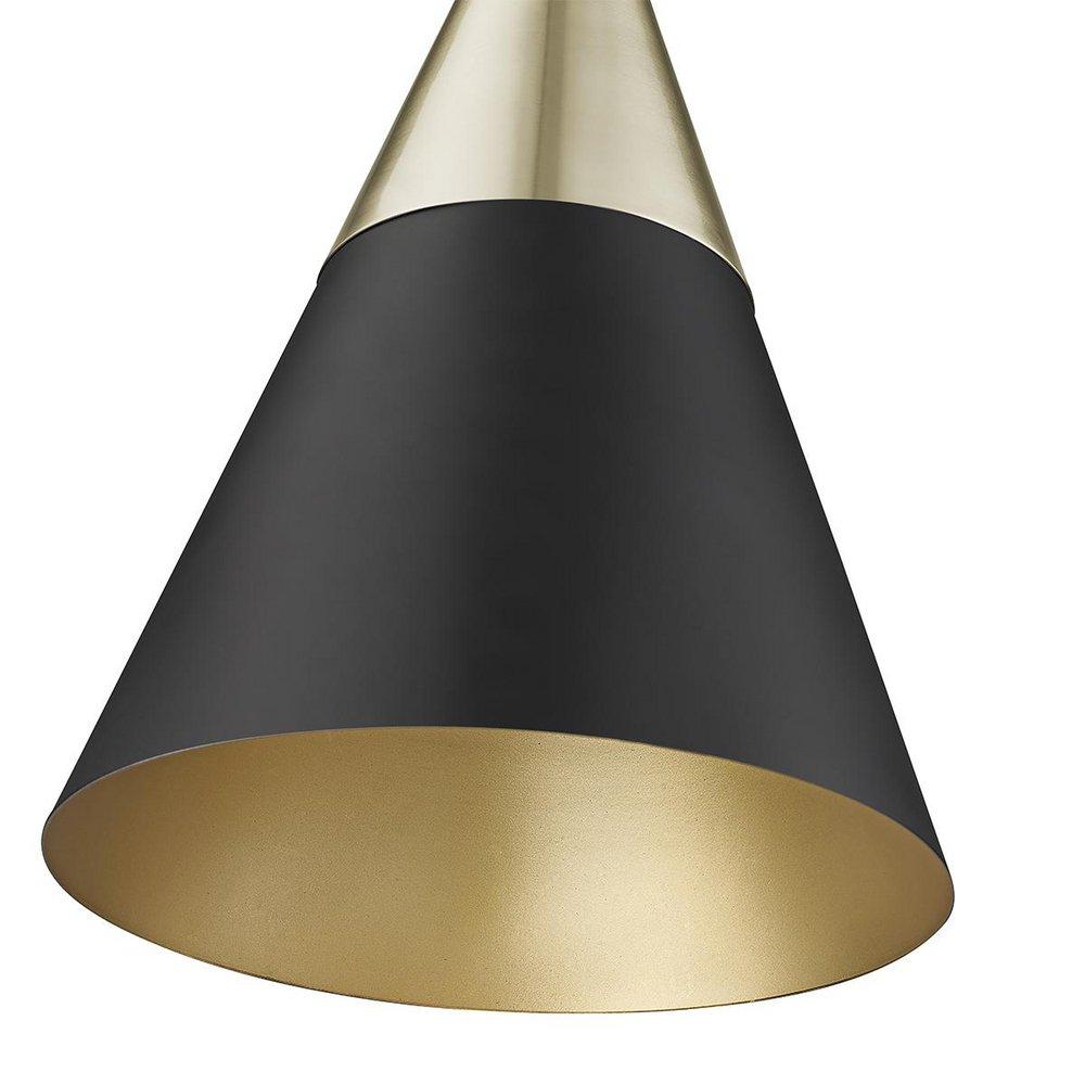 1-Light Pendant Light in Matte Black Modern Gold 