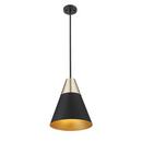 1-Light Pendant Light in Matte Black Modern Gold 