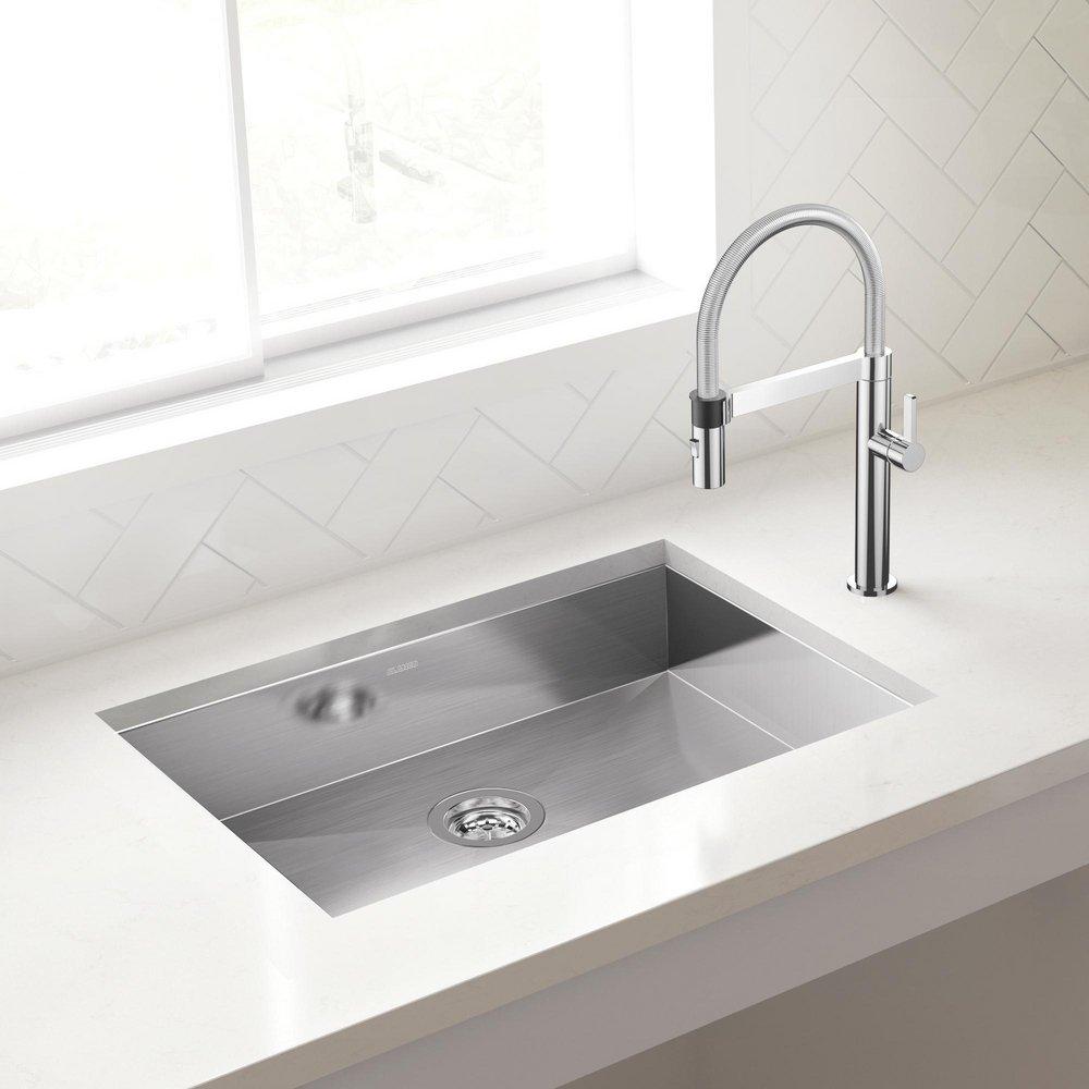 25 in. Undermount Stainless Steel Single Bowl Kitchen Sink in Satin 