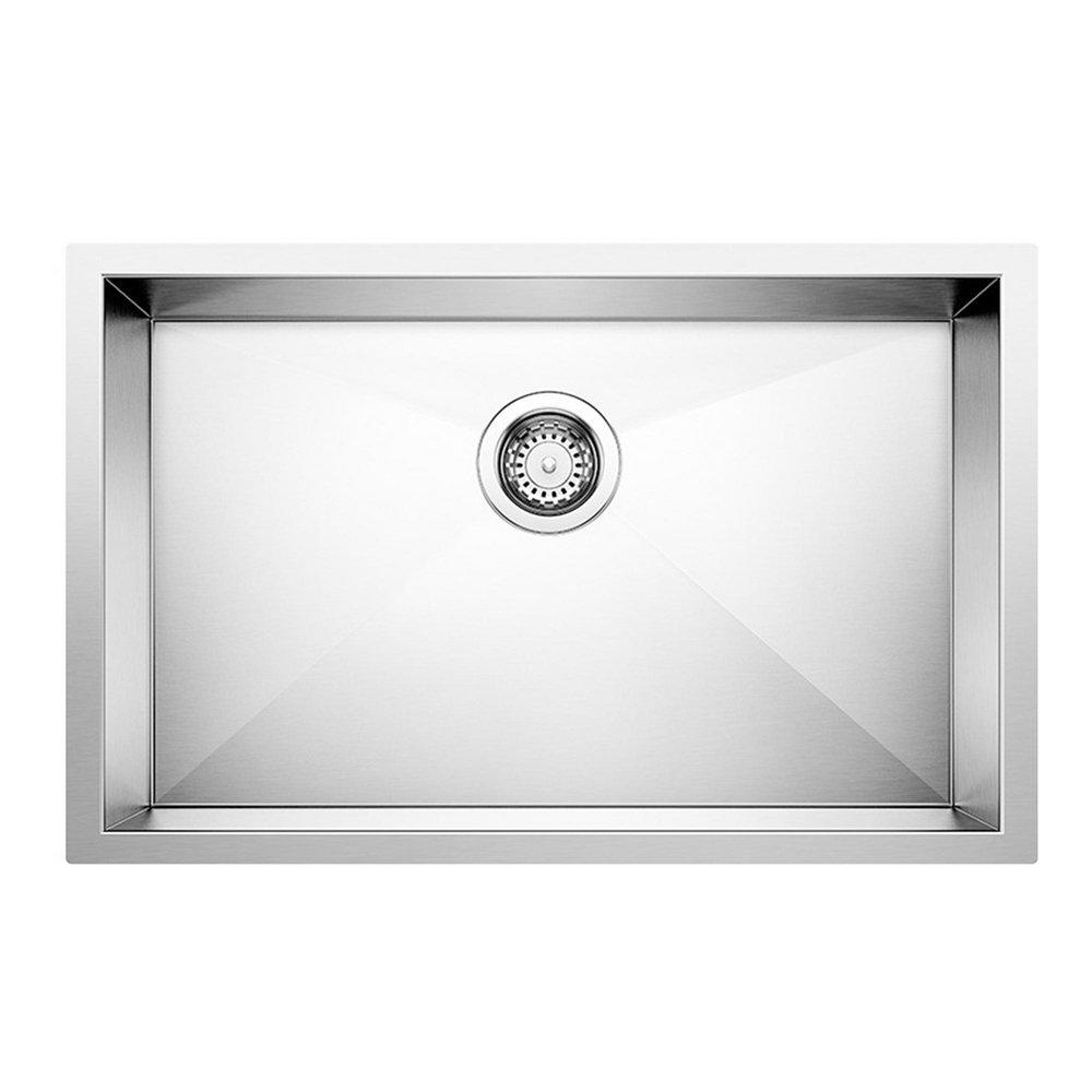 BLANCO Satin 28 x 18 in. No Hole Stainless Steel Single Bowl Undermount Kitchen Sink 