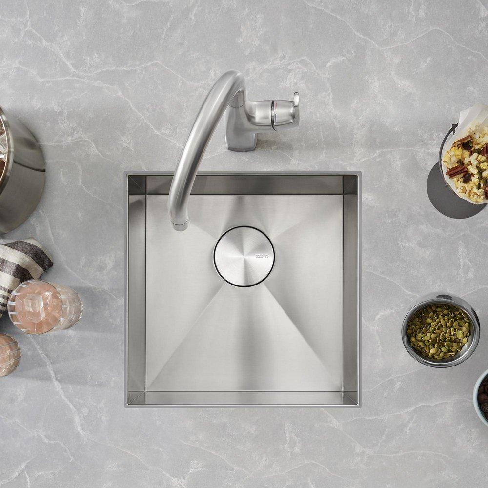 17 in. Undermount Stainless Steel Bar Sink Lustrous Satin 