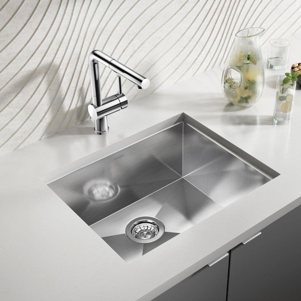 BLANCO Polished Satin 21-15/16 x 17-15/16 in. No Hole Stainless Steel Single Bowl Undermount Kitchen Sink 