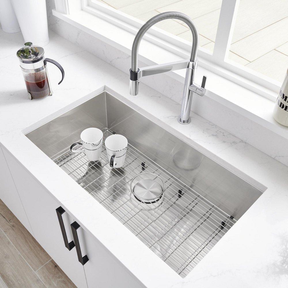 BLANCO Satin Polish 31-15/16 x 17-15/16 in. No Hole Stainless Steel Single Bowl Undermount Kitchen Sink 