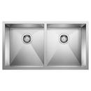 32 in x 18 in No Hole Stainless Steel Double Bowl Undermount Kitchen Sink in Satin