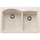 33 x 22 in. 1 Hole Granite Composite Double Bowl Drop-in and Undermount Kitchen Sink in Soft White