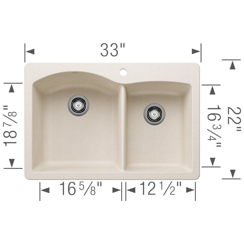 DIAMOND 1-3/4 BOWL DUAL DECK - SOFT WHITE 