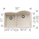 BLANCO Soft White 32-1/16 x 20-7/8 in. No Hole Granite Composite Double Bowl Undermount Kitchen Sink 