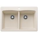 33 in. Dual Mount Composite Double Bowl Kitchen Sink in Soft White