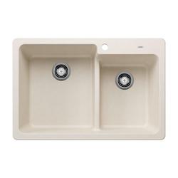33 in. Dual Mount Granite Double Bowl Kitchen Sink in White