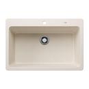 33 in. Undermount Silgranit Single Bowl Kitchen Sink in Soft White