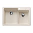 BLANCO Soft White 33 x 18 in. No Hole Granite Composite Double Bowl Undermount Kitchen Sink 