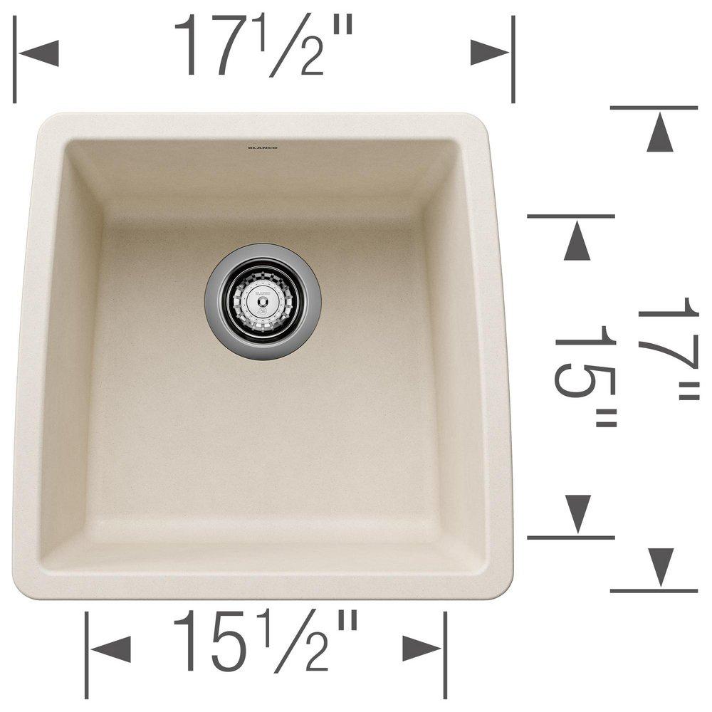 17-1/2 x 17 in. No Hole Undermount Granite Composite Bar Sink in Soft White 