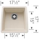 17-1/2 x 17 in. No Hole Undermount Granite Composite Bar Sink in Soft White 