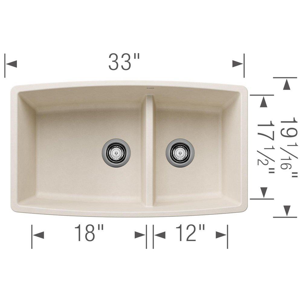 33 in. Drop-in Silgranit Double Bowl Kitchen Sink 