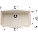 BLANCO Soft White 32 x 19 in. No Hole Granite Composite Single Bowl Undermount Kitchen Sink 