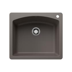 25 x 22 in. 1 Hole Granite Single Bowl Drop-in and Undermount Kitchen Sink in Volcano Grey