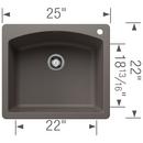 BLANCO Volcano Grey 25 x 22 in. 1 Hole Granite Single Bowl Drop-in and Undermount Kitchen Sink 