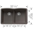 BLANCO Volcano Grey 32 x 19-3/8 in. No Hole Granite Composite Double Bowl Undermount Kitchen Sink 