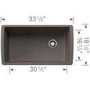 BLANCO Volcano Grey 33-1/2 x 18-1/2 in. No Hole Granite Composite Single Bowl Undermount Kitchen Sink 
