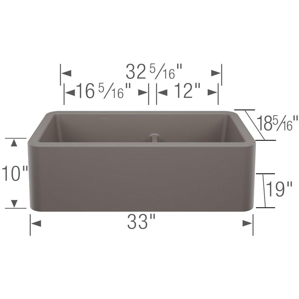 BLANCO Volcano Grey 33 x 19 in. No Hole Granite Composite Double Bowl Farmhouse Kitchen Sink 