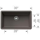 BLANCO Volcano Grey 30 x 18 in. No Hole Granite Composite Single Bowl Undermount Kitchen Sink 