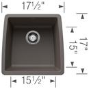 BLANCO Volcano Grey 17-1/2 x 17 in. No-Hole Undermount Granite Bar Sink 