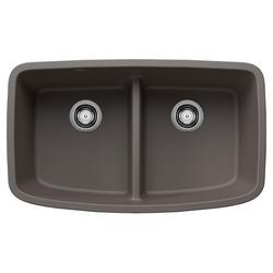 32 x 19 in. No Hole Granite Double Bowl Undermount Kitchen Sink in Volcano Grey