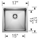 15 in x 15 in Stainless Steel Undermount Bar Sink in Satin 