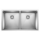 32 in x 18 in No Hole Stainless Steel Double Bowl Undermount Kitchen Sink in Satin