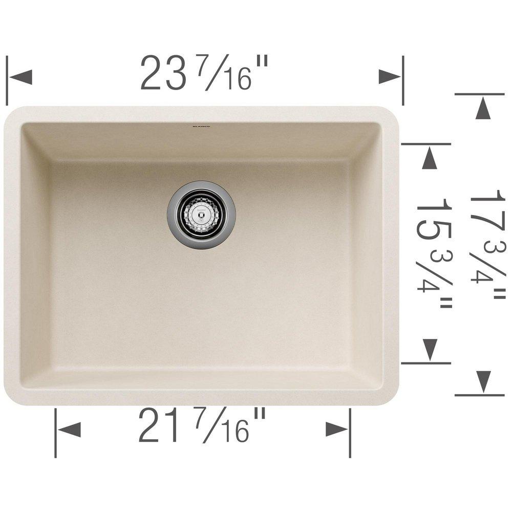 BLANCO Soft White 23-7/16 x 17-3/4 in. No Hole Granite Composite Single Bowl Undermount Kitchen Sink 