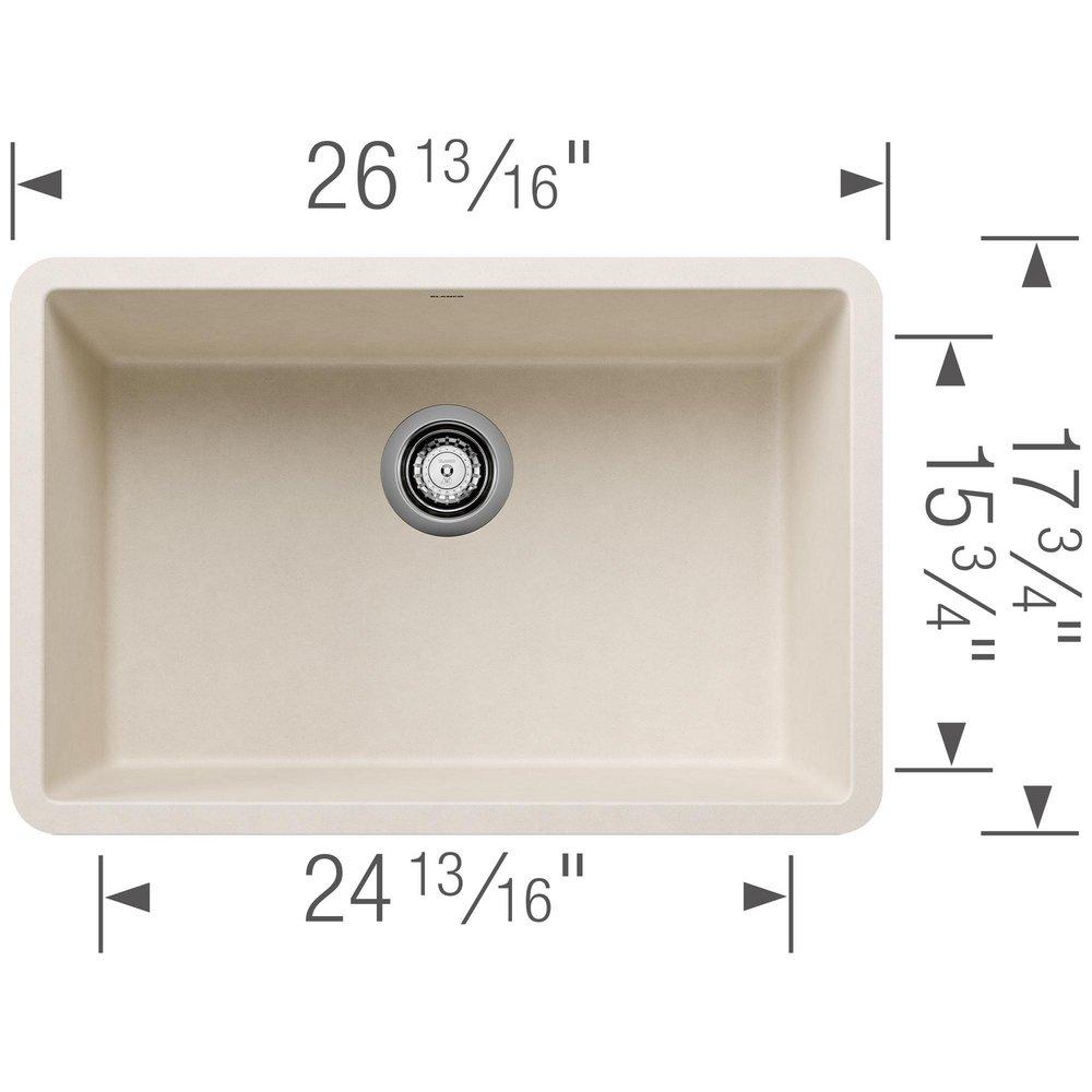 BLANCO Soft White 26-13/16 x 17-3/4 in. No Hole Granite Composite Single Bowl Undermount Kitchen Sink 