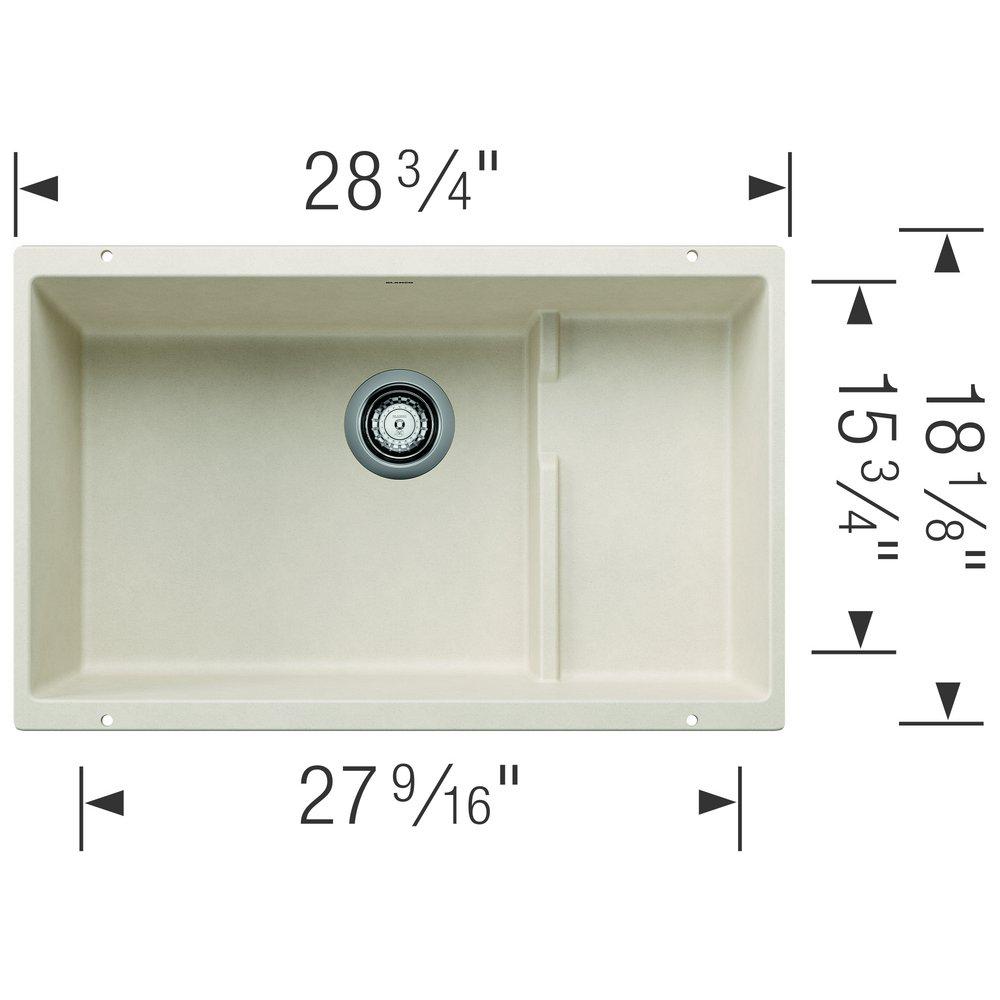 BLANCO Soft White 28-3/4 x 18-1/9 in. No Hole Granite Composite Single Bowl Undermount Kitchen Sink 