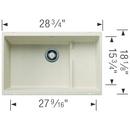 BLANCO Soft White 28-3/4 x 18-1/9 in. No Hole Granite Composite Single Bowl Undermount Kitchen Sink 